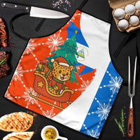 Nicaragua Christmas Apron with Jaguar in Sleigh Christmas Tree Snowflakes and Flag Colors Design - Wonder Print Shop