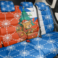 Nicaragua Christmas Back Car Seat Cover with Jaguar in Sleigh Christmas Tree Snowflakes and Flag Colors Design - Wonder Print Shop