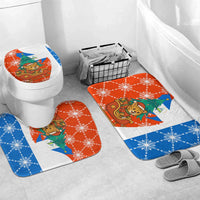 Nicaragua Christmas Bathroom Set with Jaguar in Sleigh Christmas Tree Snowflakes and Flag Colors Design - Wonder Print Shop