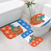 Nicaragua Christmas Bathroom Set with Jaguar in Sleigh Christmas Tree Snowflakes and Flag Colors Design - Wonder Print Shop