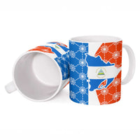 Nicaragua Christmas Ceramic Mug with Jaguar in Sleigh Christmas Tree Snowflakes and Flag Colors Design - Wonder Print Shop