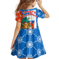 Nicaragua Christmas Family Matching Mermaid Dress and Hawaiian Shirt with Jaguar in Sleigh Christmas Tree Snowflakes and Flag Colors Design - Wonder Print Shop