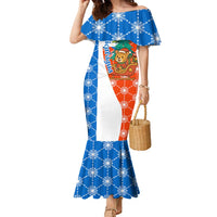 Nicaragua Christmas Family Matching Mermaid Dress and Hawaiian Shirt with Jaguar in Sleigh Christmas Tree Snowflakes and Flag Colors Design - Wonder Print Shop