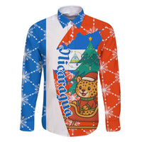 Nicaragua Christmas Family Matching Summer Maxi Dress and Hawaiian Shirt with Jaguar in Sleigh Christmas Tree Snowflakes and Flag Colors Design - Wonder Print Shop
