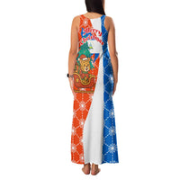 Nicaragua Christmas Family Matching Tank Maxi Dress and Hawaiian Shirt with Jaguar in Sleigh Christmas Tree Snowflakes and Flag Colors Design - Wonder Print Shop
