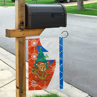 Nicaragua Christmas Garden Flag with Jaguar in Sleigh Christmas Tree Snowflakes and Flag Colors Design - Wonder Print Shop