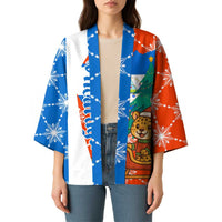 Nicaragua Christmas Kimono with Jaguar in Sleigh Christmas Tree Snowflakes and Flag Colors Design - Wonder Print Shop
