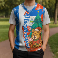 Nicaragua Christmas Knitted V-Neck Vest with Jaguar in Sleigh Christmas Tree Snowflakes and Flag Colors Design - Wonder Print Shop