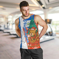 Nicaragua Christmas Men Tank Top with Jaguar in Sleigh Christmas Tree Snowflakes and Flag Colors Design - Wonder Print Shop