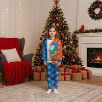 Nicaragua Christmas Pajama Set with Jaguar in Sleigh Christmas Tree Snowflakes and Flag Colors Design - Wonder Print Shop