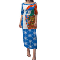 Nicaragua Christmas Puletasi with Jaguar in Sleigh Christmas Tree Snowflakes and Flag Colors Design - Wonder Print Shop