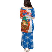 Nicaragua Christmas Puletasi with Jaguar in Sleigh Christmas Tree Snowflakes and Flag Colors Design - Wonder Print Shop