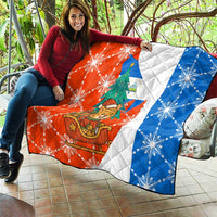 Nicaragua Christmas Quilt with Jaguar in Sleigh Christmas Tree Snowflakes and Flag Colors Design - Wonder Print Shop