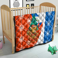Nicaragua Christmas Quilt with Jaguar in Sleigh Christmas Tree Snowflakes and Flag Colors Design - Wonder Print Shop