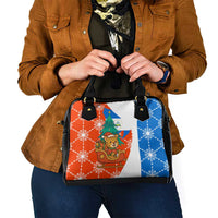 Nicaragua Christmas Shoulder Handbag with Jaguar in Sleigh Christmas Tree Snowflakes and Flag Colors Design - Wonder Print Shop