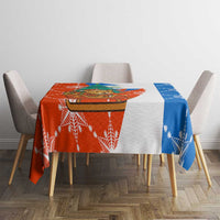 Nicaragua Christmas Tablecloth with Jaguar in Sleigh Christmas Tree Snowflakes and Flag Colors Design - Wonder Print Shop