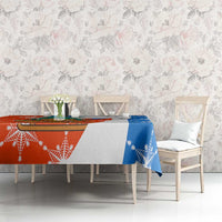 Nicaragua Christmas Tablecloth with Jaguar in Sleigh Christmas Tree Snowflakes and Flag Colors Design - Wonder Print Shop