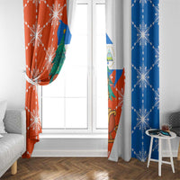Nicaragua Christmas Window Curtain with Jaguar in Sleigh Christmas Tree Snowflakes and Flag Colors Design - Wonder Print Shop