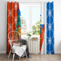 Nicaragua Christmas Window Curtain with Jaguar in Sleigh Christmas Tree Snowflakes and Flag Colors Design - Wonder Print Shop