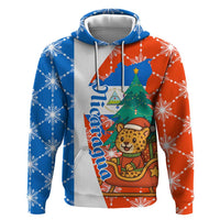 Nicaragua Christmas Zip Hoodie with Jaguar in Sleigh Christmas Tree Snowflakes and Flag Colors Design - Wonder Print Shop