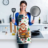 Nicaragua Christmas Apron with Santa Cooking Gallina Rellena Tree Flag and Festive Icons Design - Wonder Print Shop