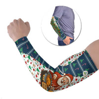 Nicaragua Christmas Arm Sleeves with Santa Cooking Gallina Rellena Tree Flag and Festive Icons Design - Wonder Print Shop