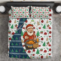 Nicaragua Christmas Bedding Set with Santa Cooking Gallina Rellena Tree Flag and Festive Icons Design - Wonder Print Shop