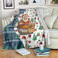 Nicaragua Christmas Blanket with Santa Cooking Gallina Rellena Tree Flag and Festive Icons Design - Wonder Print Shop