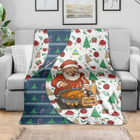 Nicaragua Christmas Blanket with Santa Cooking Gallina Rellena Tree Flag and Festive Icons Design - Wonder Print Shop
