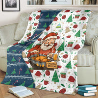 Nicaragua Christmas Blanket with Santa Cooking Gallina Rellena Tree Flag and Festive Icons Design - Wonder Print Shop