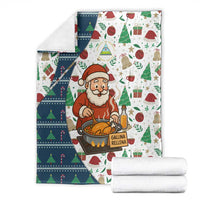 Nicaragua Christmas Blanket with Santa Cooking Gallina Rellena Tree Flag and Festive Icons Design - Wonder Print Shop