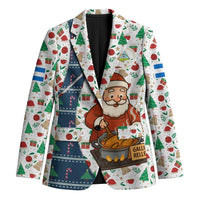 Nicaragua Christmas Blazer with Santa Cooking Gallina Rellena Tree Flag and Festive Icons Design - Wonder Print Shop