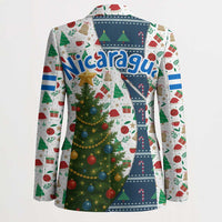 Nicaragua Christmas Blazer with Santa Cooking Gallina Rellena Tree Flag and Festive Icons Design - Wonder Print Shop