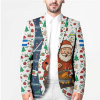 Nicaragua Christmas Blazer with Santa Cooking Gallina Rellena Tree Flag and Festive Icons Design - Wonder Print Shop