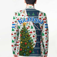 Nicaragua Christmas Blazer with Santa Cooking Gallina Rellena Tree Flag and Festive Icons Design - Wonder Print Shop