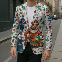 Nicaragua Christmas Blazer with Santa Cooking Gallina Rellena Tree Flag and Festive Icons Design - Wonder Print Shop