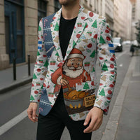 Nicaragua Christmas Blazer with Santa Cooking Gallina Rellena Tree Flag and Festive Icons Design - Wonder Print Shop
