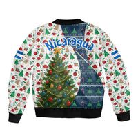 Nicaragua Christmas Bomber Jacket with Santa Cooking Gallina Rellena Tree Flag and Festive Icons Design - Wonder Print Shop