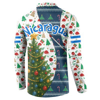 Nicaragua Christmas Button Sweatshirt with Santa Cooking Gallina Rellena Tree Flag and Festive Icons Design - Wonder Print Shop
