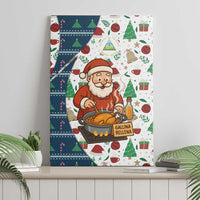 Nicaragua Christmas Canvas Wall Art with Santa Cooking Gallina Rellena Tree Flag and Festive Icons Design - Wonder Print Shop