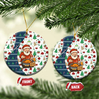 Nicaragua Christmas Ceramic Ornament with Santa Cooking Gallina Rellena Tree Flag and Festive Icons Design - Wonder Print Shop