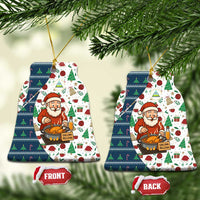 Nicaragua Christmas Ceramic Ornament with Santa Cooking Gallina Rellena Tree Flag and Festive Icons Design - Wonder Print Shop