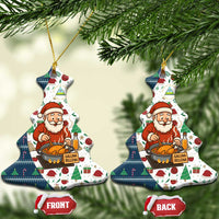 Nicaragua Christmas Ceramic Ornament with Santa Cooking Gallina Rellena Tree Flag and Festive Icons Design - Wonder Print Shop