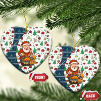 Nicaragua Christmas Ceramic Ornament with Santa Cooking Gallina Rellena Tree Flag and Festive Icons Design - Wonder Print Shop
