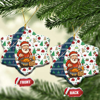 Nicaragua Christmas Ceramic Ornament with Santa Cooking Gallina Rellena Tree Flag and Festive Icons Design - Wonder Print Shop