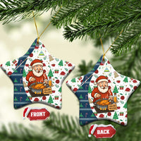 Nicaragua Christmas Ceramic Ornament with Santa Cooking Gallina Rellena Tree Flag and Festive Icons Design - Wonder Print Shop
