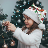 Nicaragua Christmas Santa Hat with Santa Cooking Gallina Rellena Tree Flag and Festive Icons Design - Wonder Print Shop