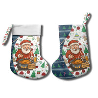 Nicaragua Christmas Stocking with Santa Cooking Gallina Rellena Tree Flag and Festive Icons Design - Wonder Print Shop