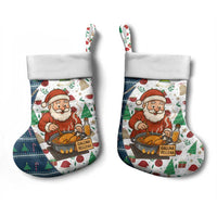 Nicaragua Christmas Stocking with Santa Cooking Gallina Rellena Tree Flag and Festive Icons Design - Wonder Print Shop
