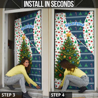 Nicaragua Christmas Door Cover with Santa Cooking Gallina Rellena Tree Flag and Festive Icons Design - Wonder Print Shop